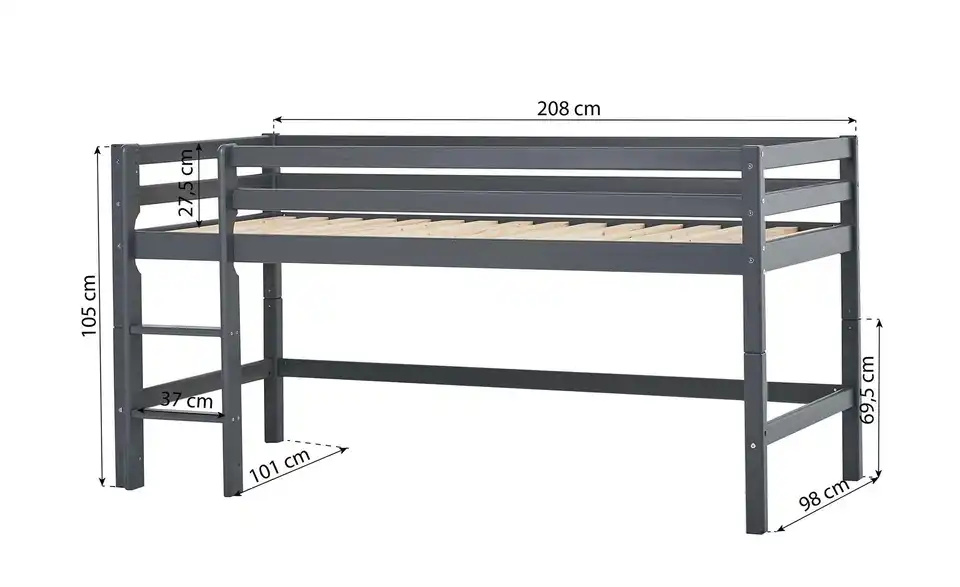 Hoppekids Hochbett Eco Dream, Bemaßung