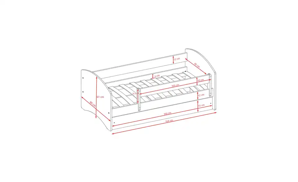 Bett Einhorn, Bemaßung