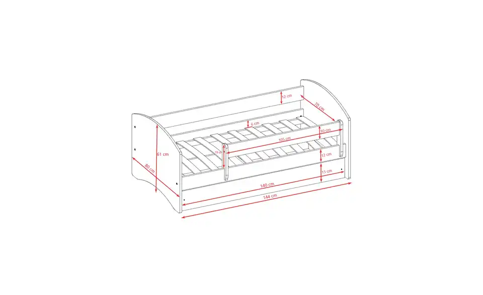 Bett Panda, Bemaßung
