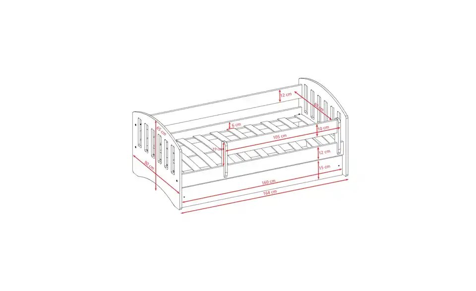 Bett Babydream, Bemaßung