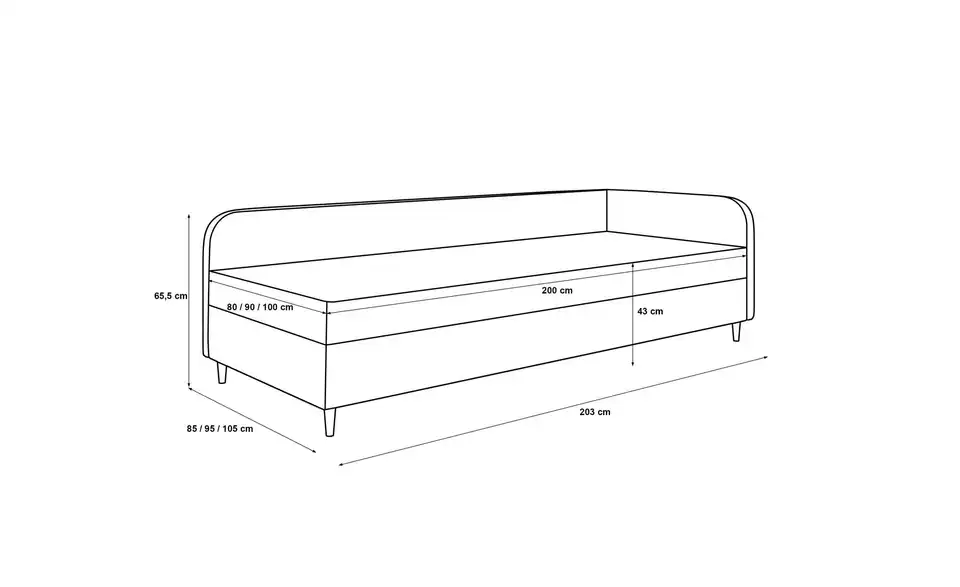 Polsterbett, Bemaßung