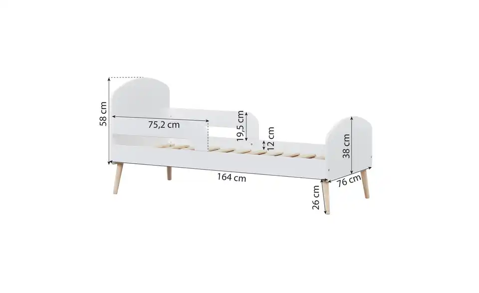 Hoppekids Kinderbett Blend, Bemaßung