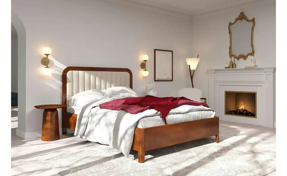 Massivholzbett Nussbaum140x200, in Wohnsituation