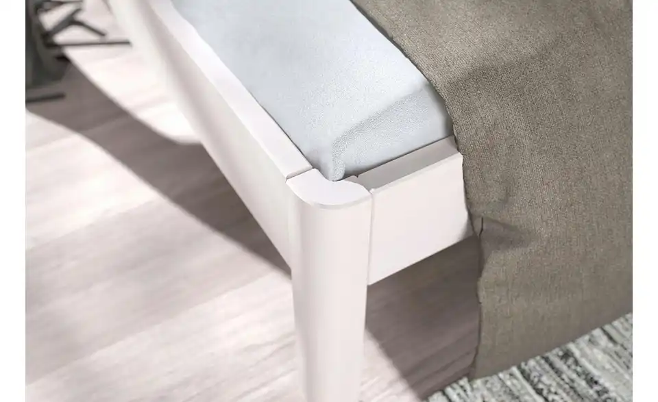 Massivholzbett Ammer in weiß, Detailansicht