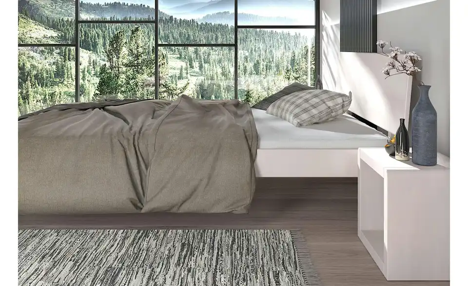 Massivholzbett Ammer in weiß, Detailansicht