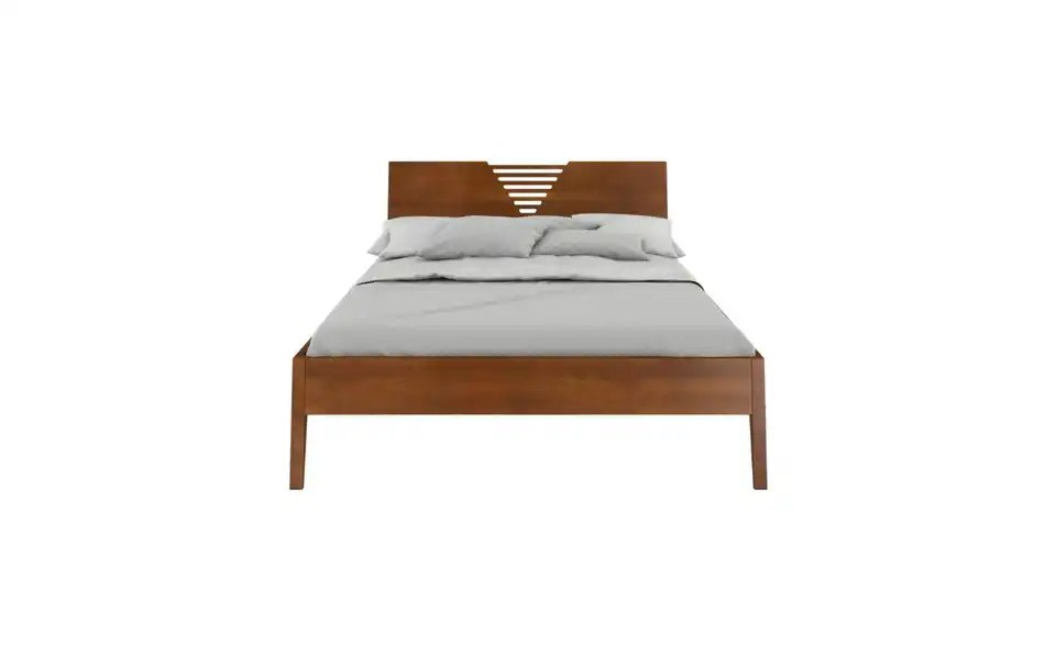 Massivholzbett Wolomin nussbaumfarben, Frontansicht