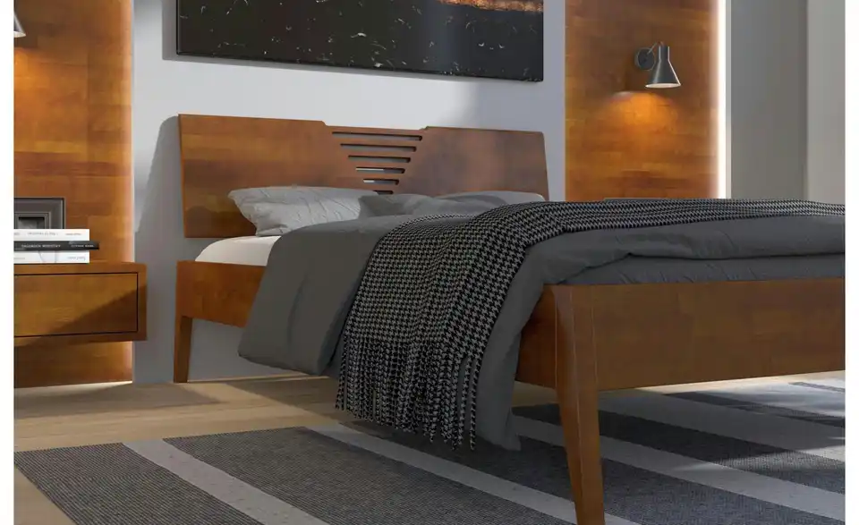 Massivholzbett Wolomin nussbaumfarben, Detailansicht