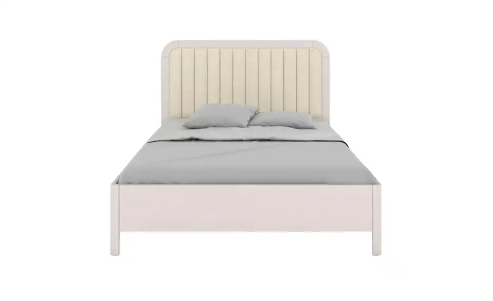 Massivholzbett weiß 140x200, Frontansicht