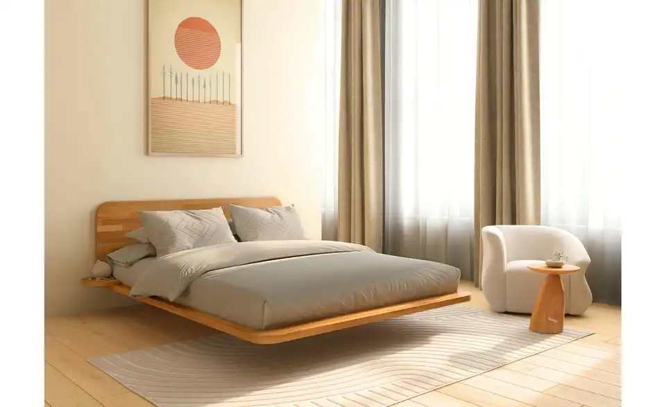 Massivholzbett Japandic Buche, in Wohnsituation