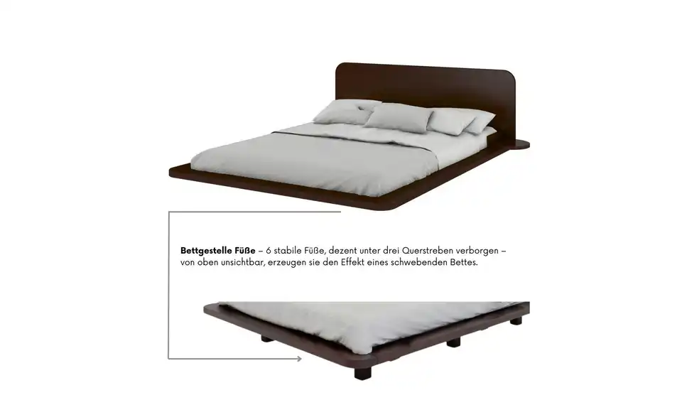 Massivholzbett Japandic wengefarben, Detailansicht