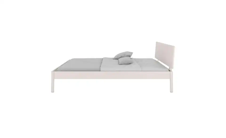 Massivholzbett Ammer in weiß, Profilansicht