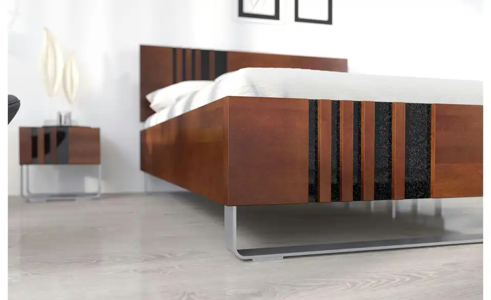 Massivholzbett Kielce nussbaumfarben, Detailansicht