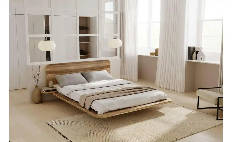 Massivholzbett Japandic Eiche San Remo, in Wohnsituation