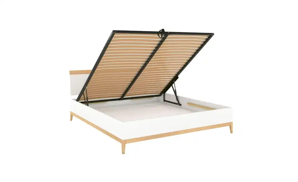 Massivholzbett weiß BK 120x200, geöffnet