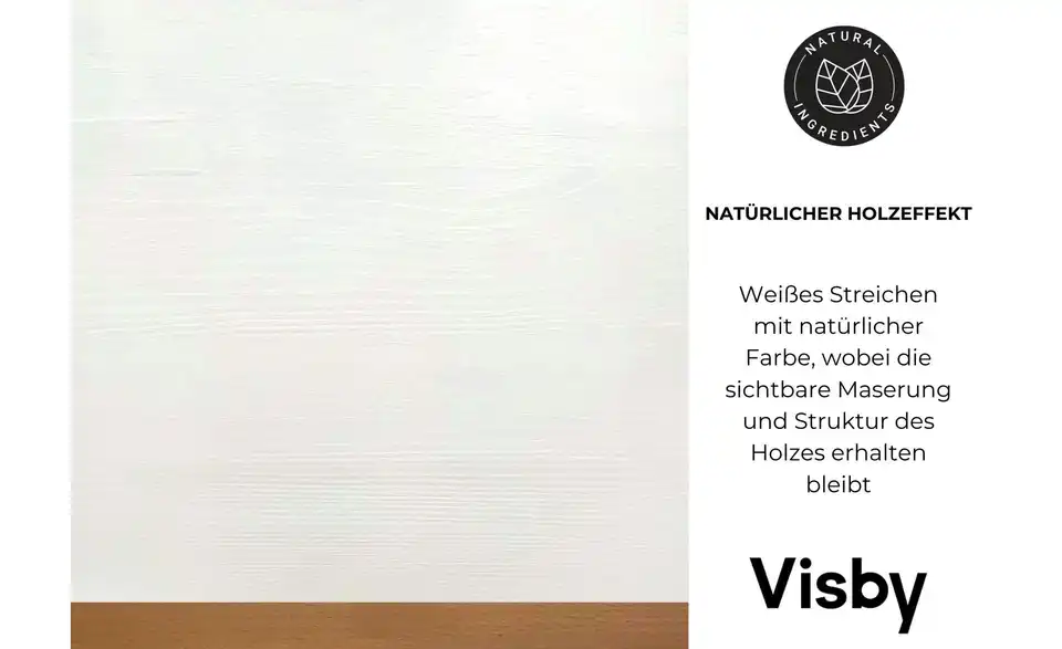 Massivholzbett Livia in weiß, Bild mit Text