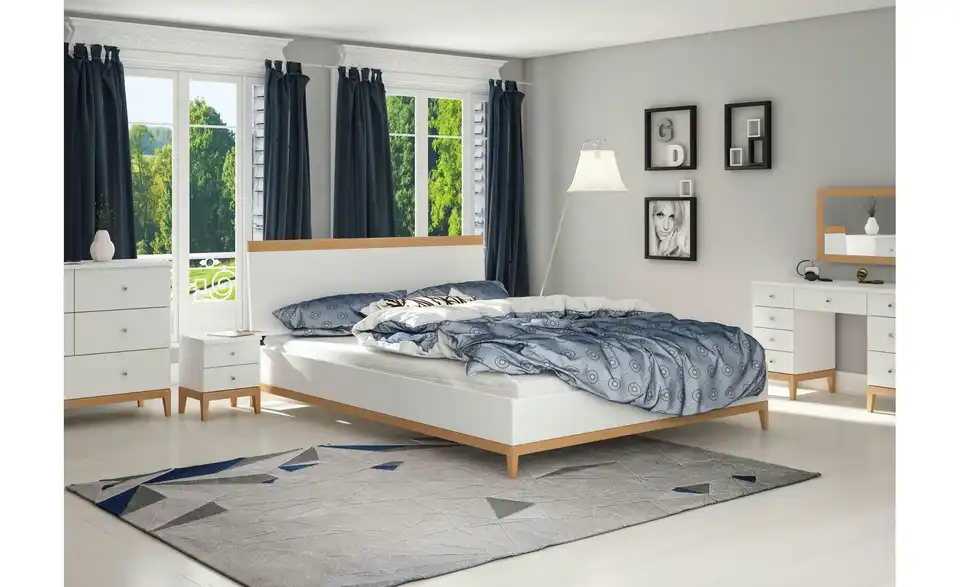 Massivholzbett Livia in weiß, in Wohnsituation