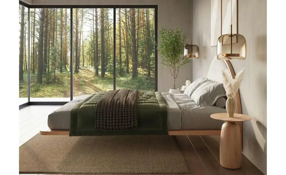 Massivholzbett Momoko Buche, in Wohnsituation