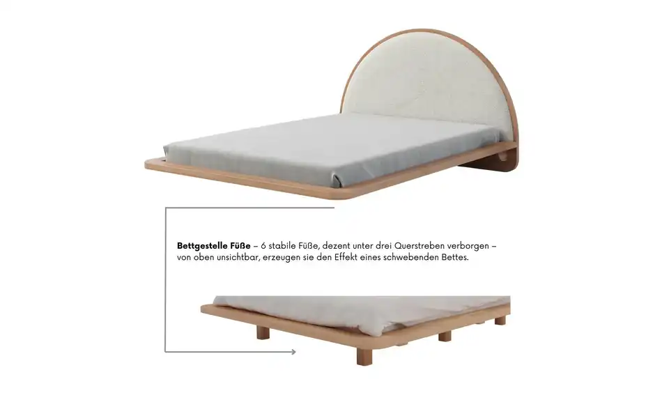 Massivholzbett Momoko Buche, Detailansicht