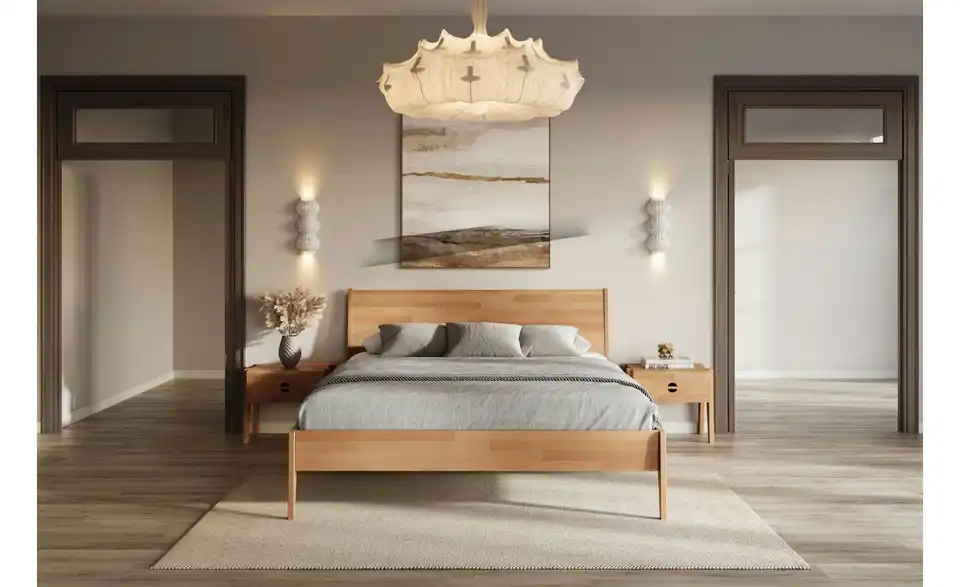 Massivholzbett Buche 140x200, in Wohnsituation