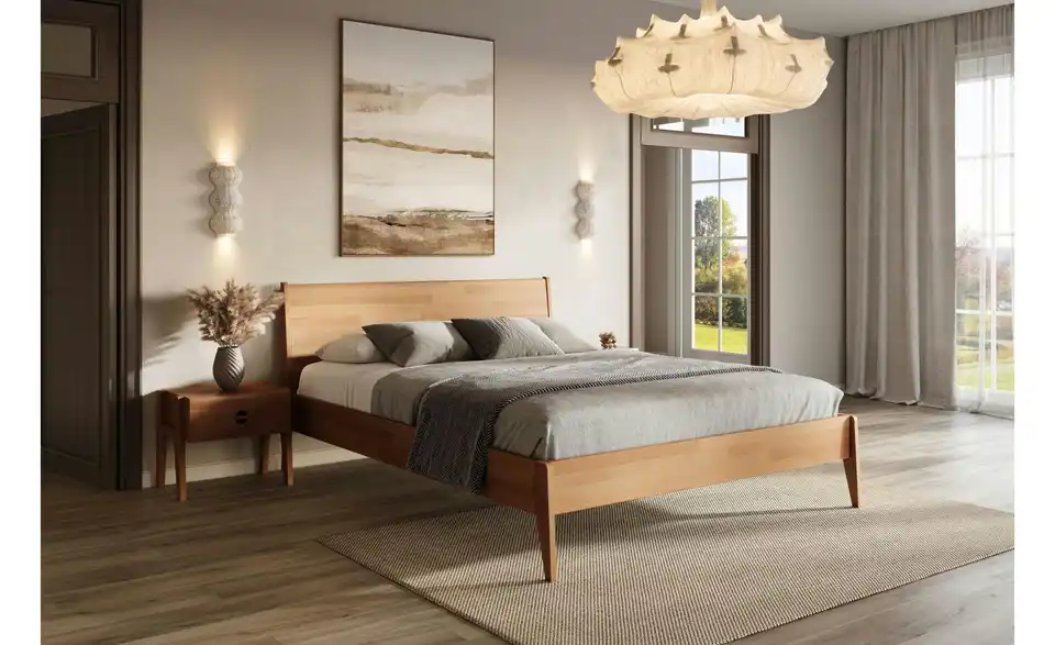 Massivholzbett Buche 180x200, in Wohnsituation