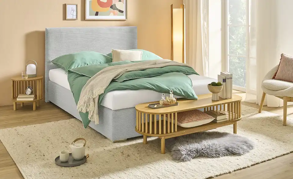 Boxbett Moseley Cord, Härtegrad H3, 140x200 cm, in Wohnsituation