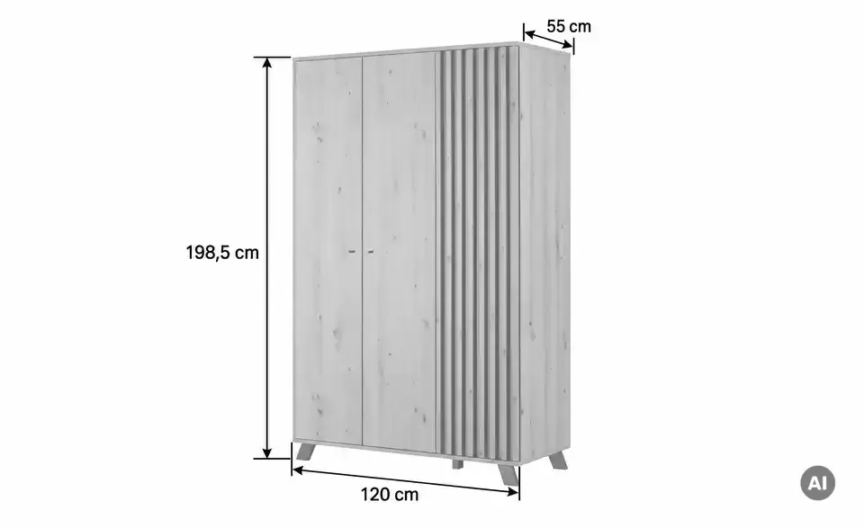 Kleiderschrank Harmony, Bemaßung
