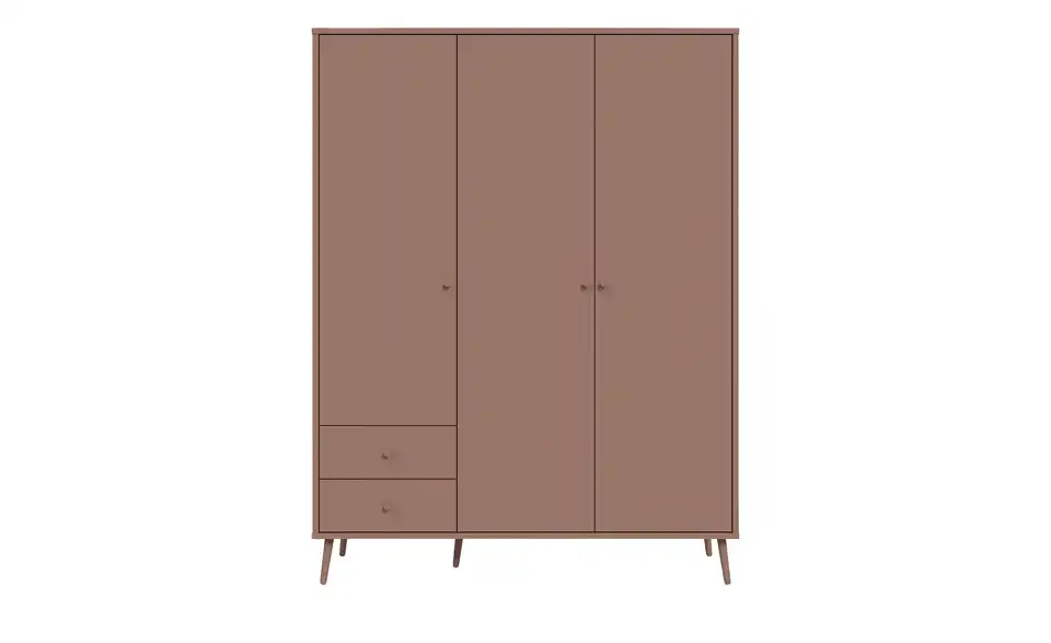 Kleiderschrank Hemsby 3-türig, Terracottafarben, mit Einlegeböden, Frontansicht