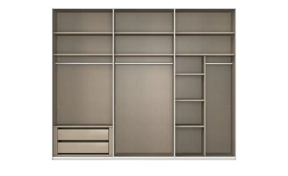 meinSchrank Schwebetürenschrank Regina inklusive Zubehör, geöffnet