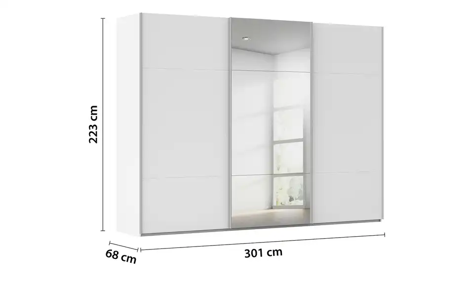 meinSchrank Schwebetürenschrank Regina inklusive Zubehör, Bemaßung