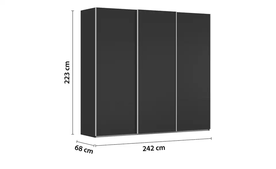 meinSchrank Schwebetürenschrank Regina inklusive Zubehör, Bemaßung