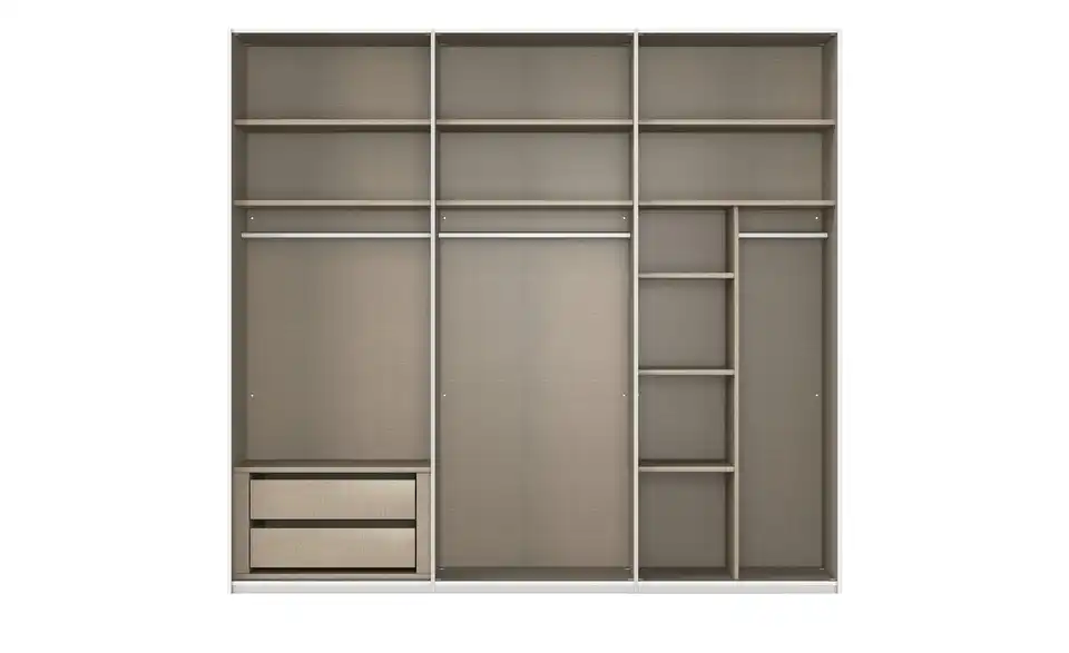 meinSchrank Schwebetürenschrank Regina inklusive Zubehör, geöffnet