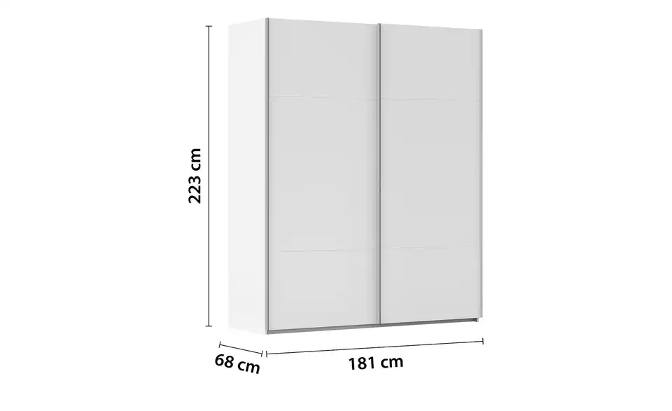 meinSchrank Schwebetürenschrank Regina inklusive Zubehör, Bemaßung