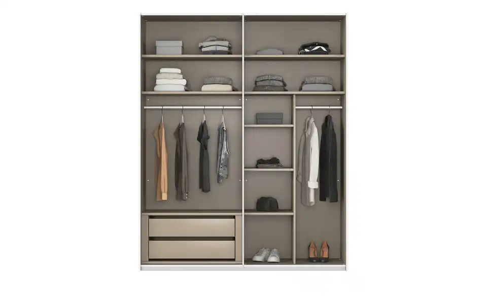 meinSchrank Schwebetürenschrank Regina inklusive Zubehör, geöffnet