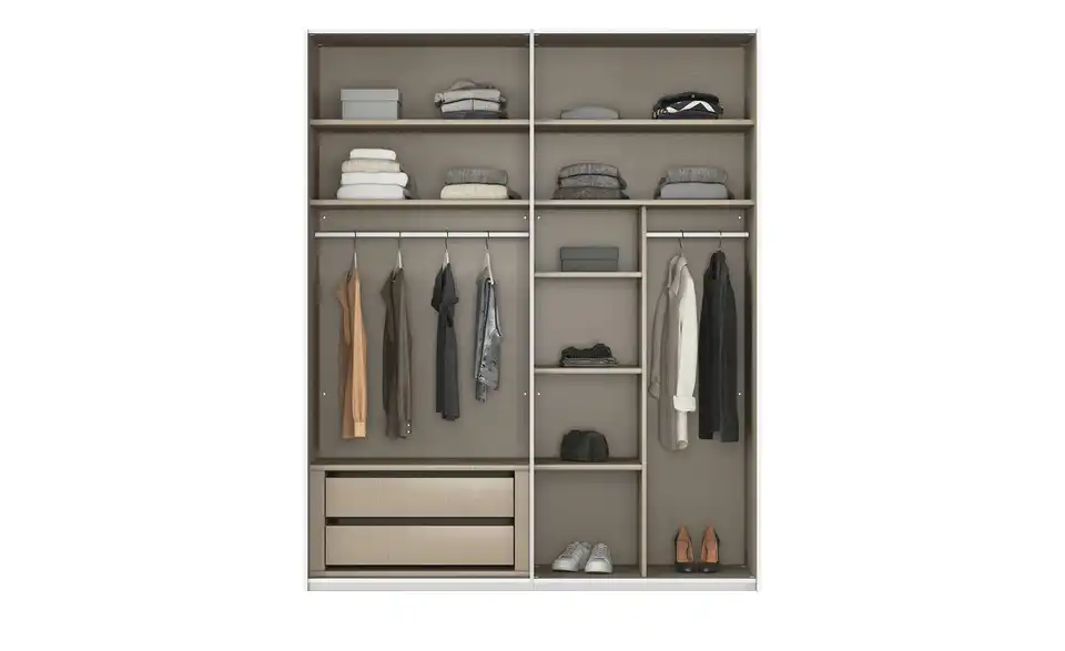 meinSchrank Schwebetürenschrank Regina inklusive Zubehör, geöffnet