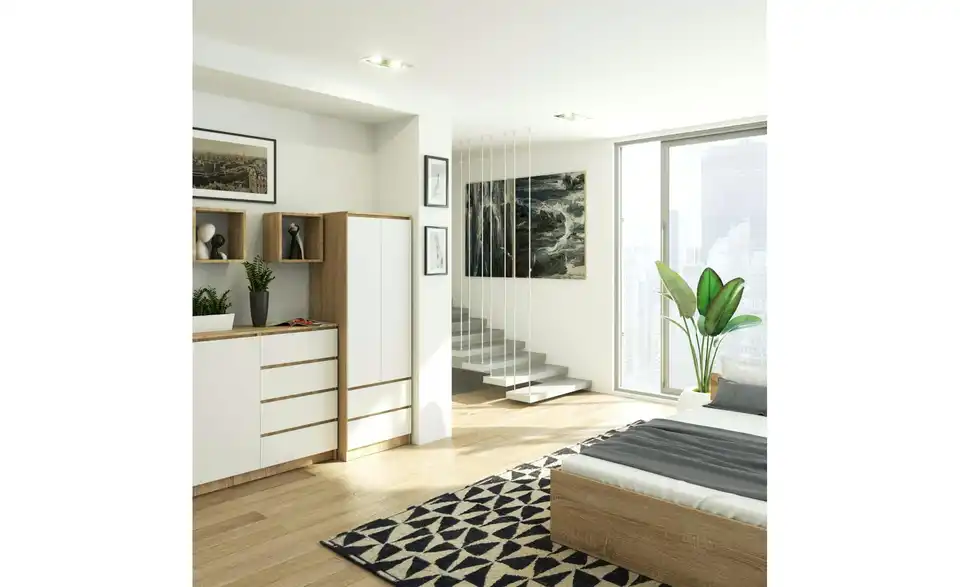 Drehtürenschrank Sina mit 2 Schubladen, in Wohnsituation