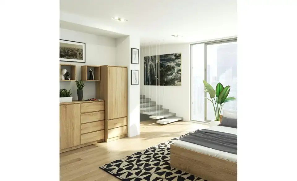 Drehtürenschrank Sina mit 2 Schubladen, in Wohnsituation