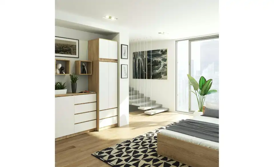 Drehtürenschrank Sara mit viel Stauraum, in Wohnsituation