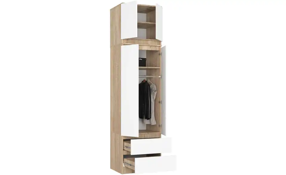 Drehtürenschrank Sara mit viel Stauraum, geöffnet