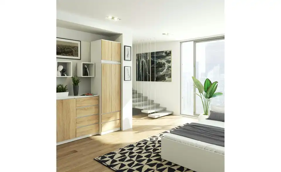 Drehtürenschrank Sara mit viel Stauraum, in Wohnsituation