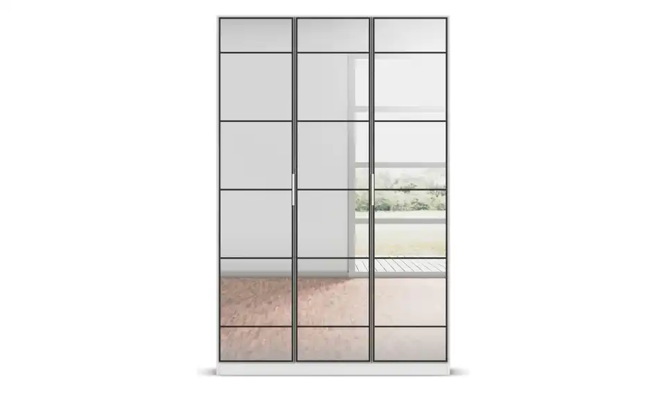Drehtürenschrank mit Spiegelfronten Acero mit Einlegeböden, Frontansicht