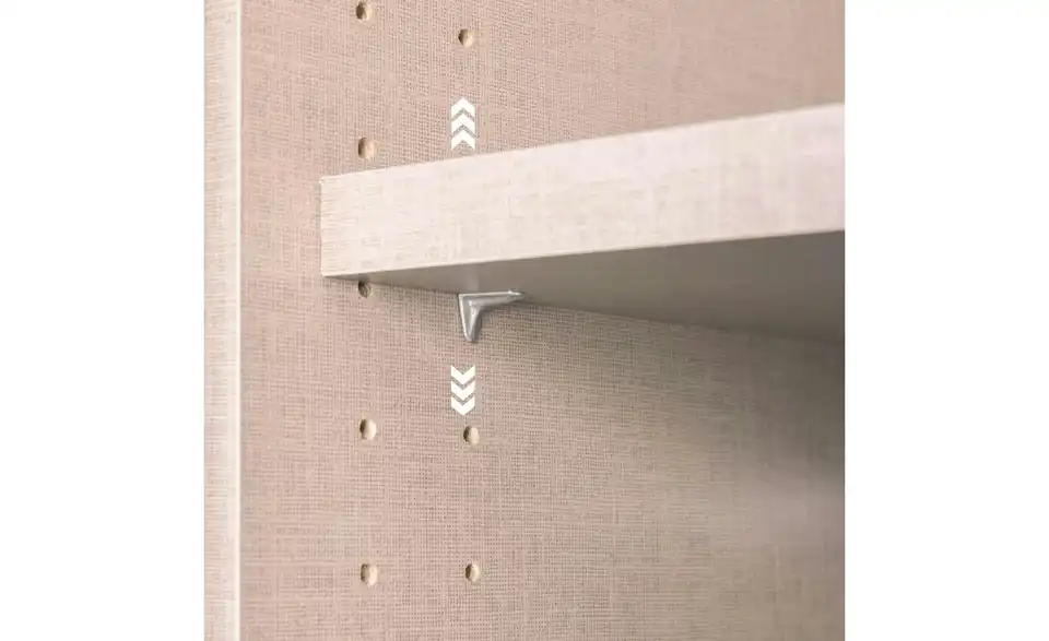 Drehtürenschrank mit Spiegelfronten Acero mit Einlegeböden, Detailansicht
