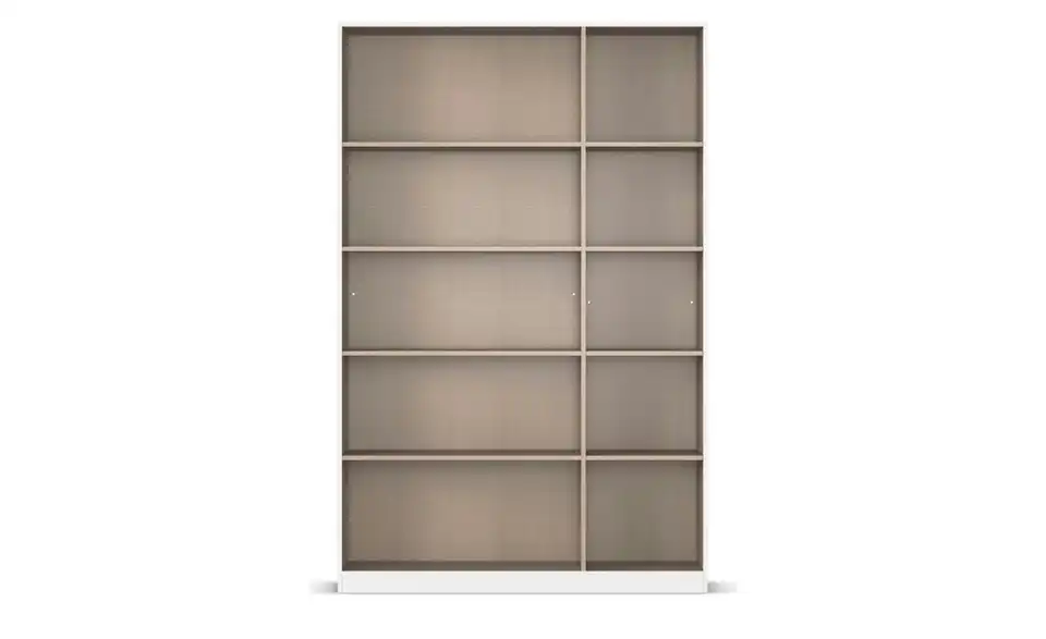 Drehtürenschrank mit Spiegelfronten Acero mit Einlegeböden, geöffnet
