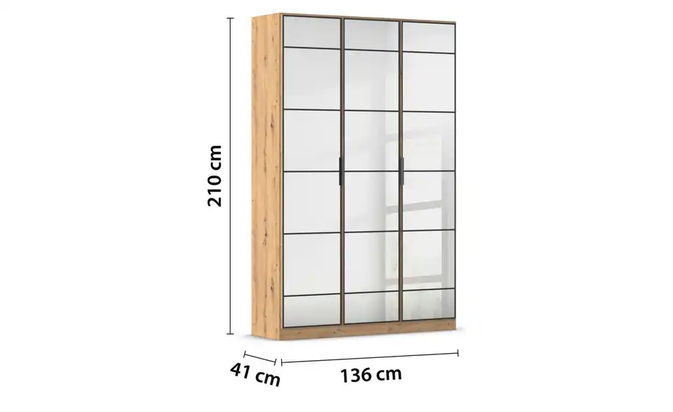 Spiegelschrank Acero mit Einlegeböden, Bemaßung