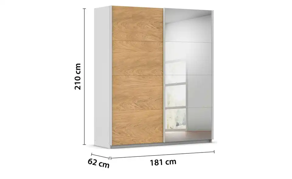 Schwebetürenschrank Malva Extra mit Spiegel, Bemaßung