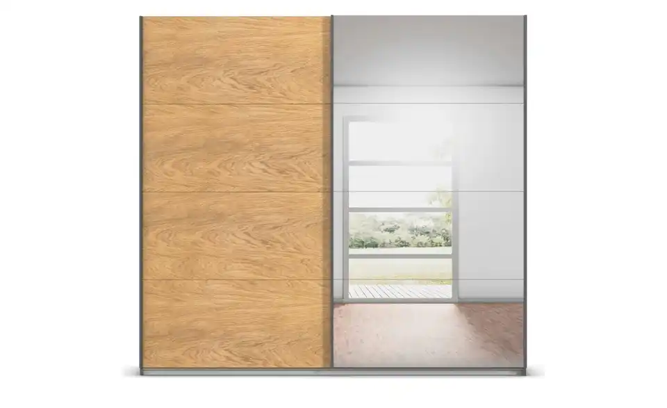 Schwebetürenschrank Malva Extra mit Spiegel, Frontansicht