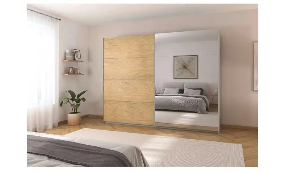 Schwebetürenschrank Malva Extra mit Spiegel, in Wohnsituation