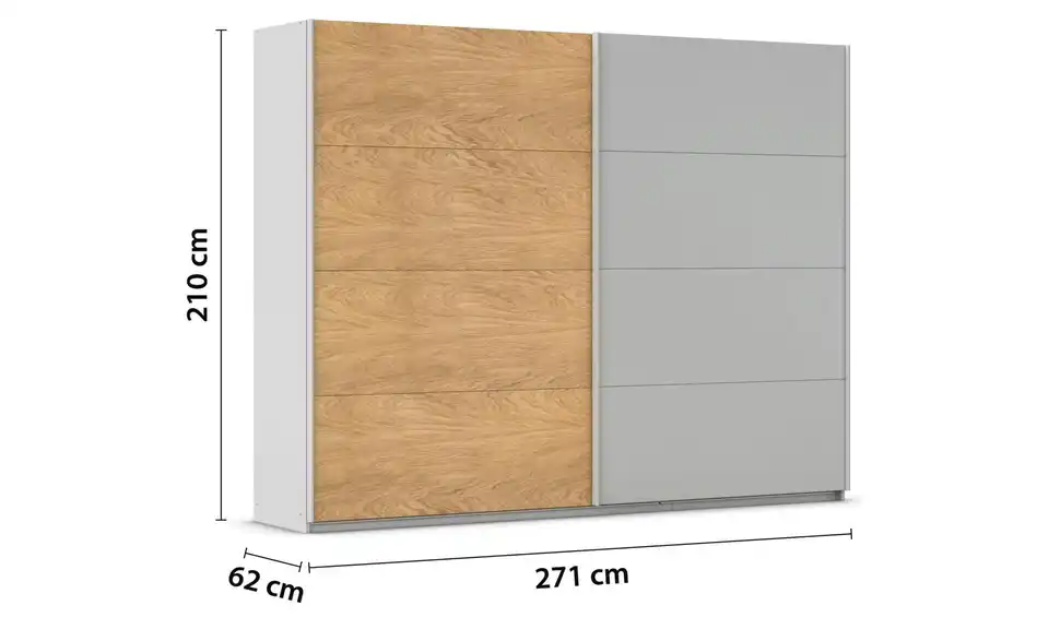 Schwebetürenschrank Malva Extra 2 türig, Bemaßung