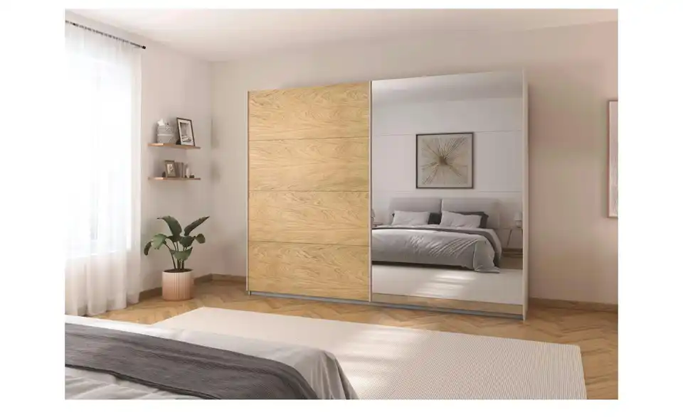 Schwebetürenschrank Malva Extra mit Spiegel, in Wohnsituation