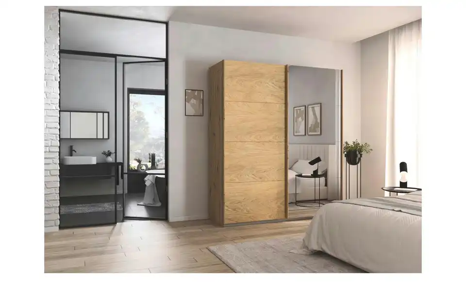 Schwebetürenschrank Malva Extra mit Spiegel, in Wohnsituation