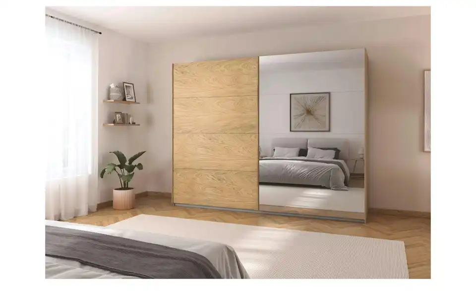 Schwebetürenschrank Malva Extra mit Spiegel, in Wohnsituation